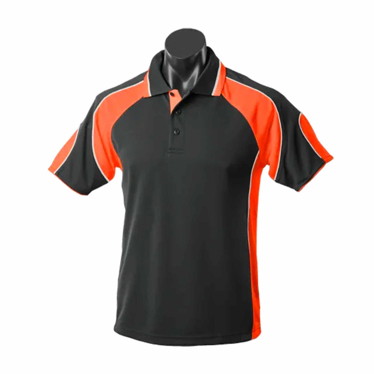 aussie pacific murray mens polo in black orange