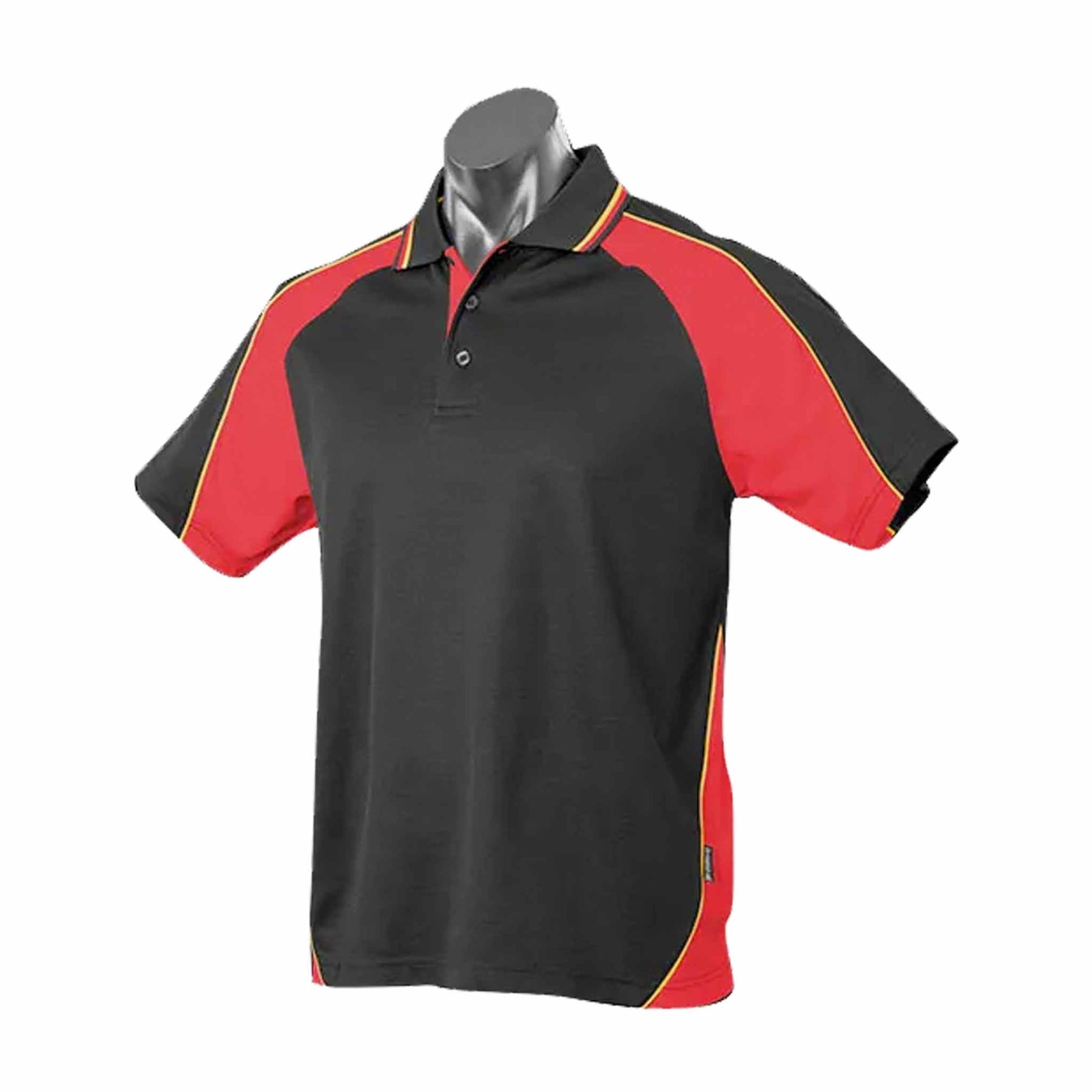 aussie pacific panorama mens polo in black red gold