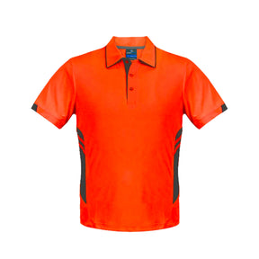 mens tasman polo in neon orange slate