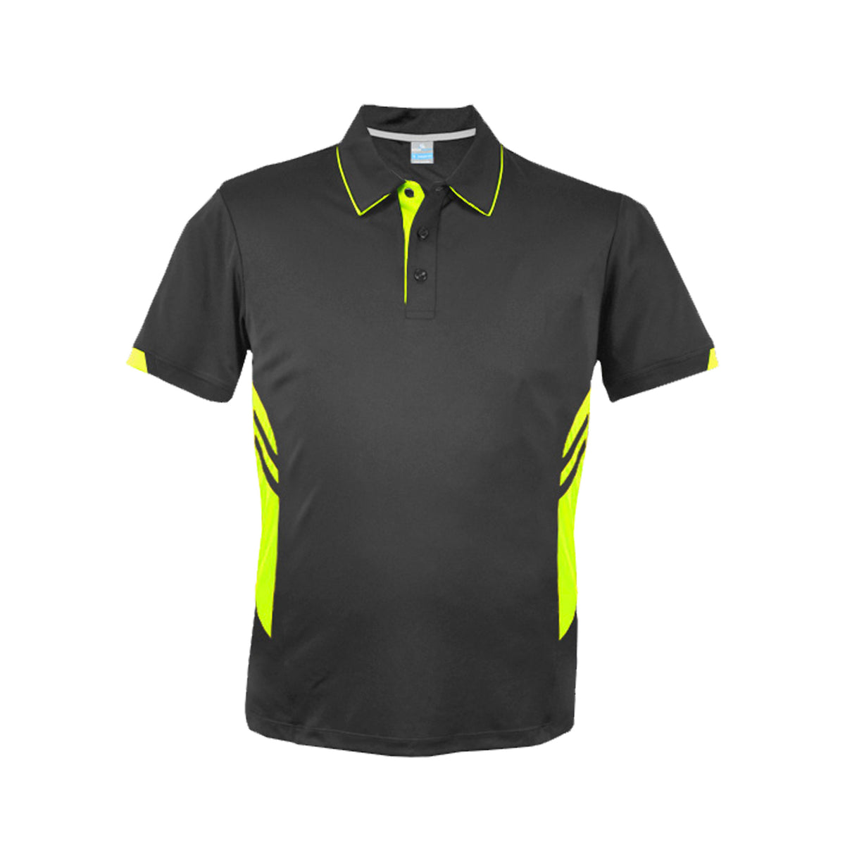 mens tasman polo in slate neon yellow