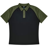 aussie pacific manly mens polo in black army green