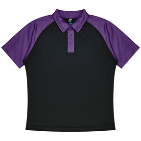 aussie pacific manly mens polo in black electric purple