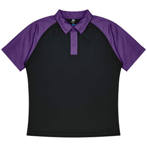 aussie pacific manly mens polo in black electric purple