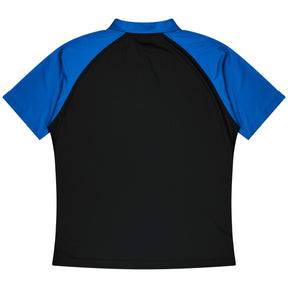 aussie pacific manly mens polo in black electric royal