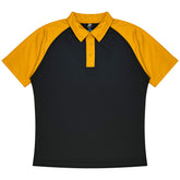 aussie pacific manly mens polo in black gold