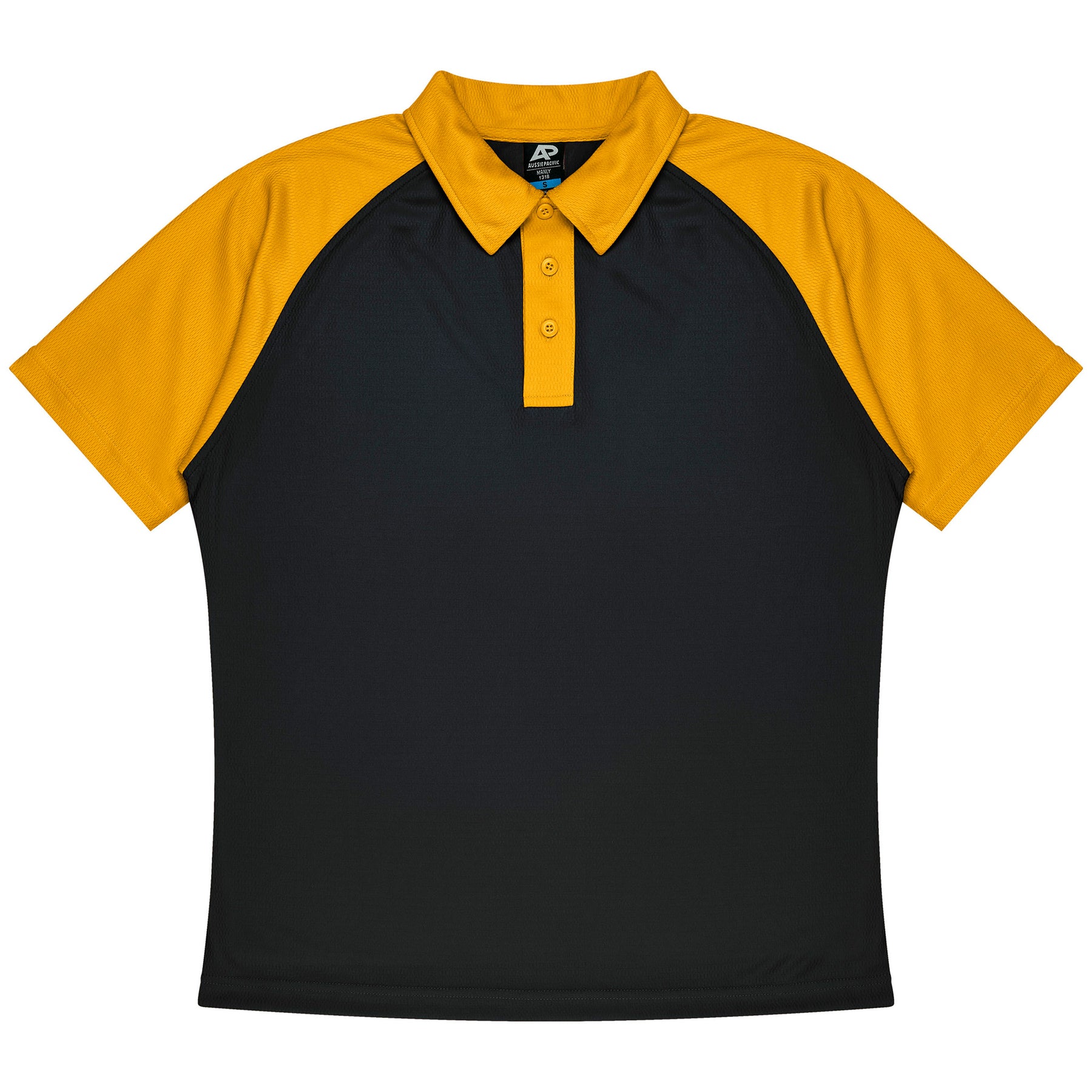 aussie pacific manly mens polo in black gold