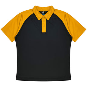 aussie pacific manly mens polo in black gold