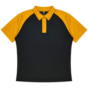 aussie pacific manly mens polo in black gold