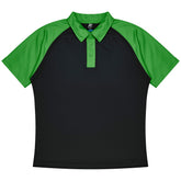 manly kids polo in black kawa green