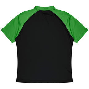aussie pacific manly mens polo in black kawa green
