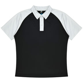 aussie pacific manly mens polo in black white