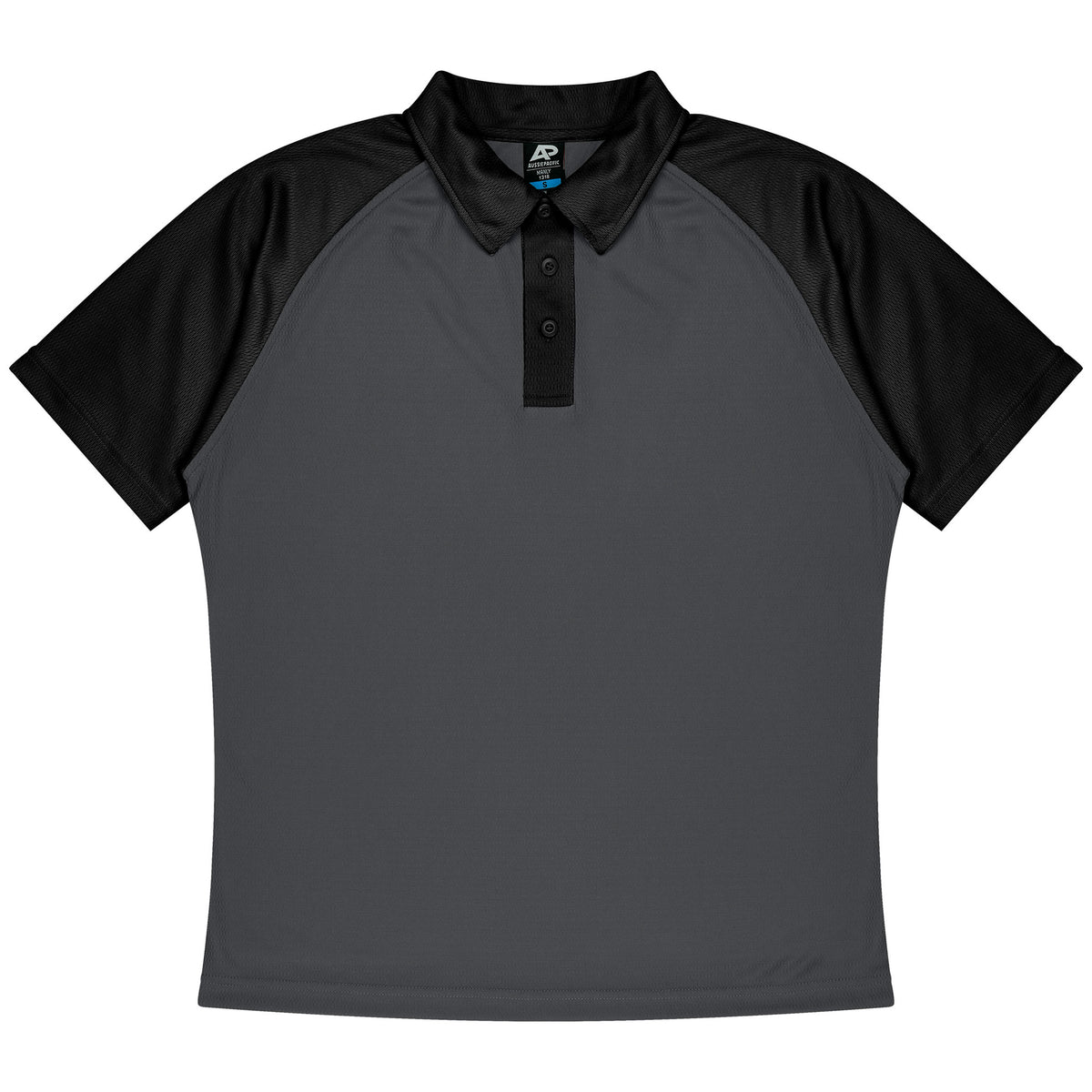 manly kids polo in charcoal black