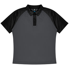 manly kids polo in charcoal black