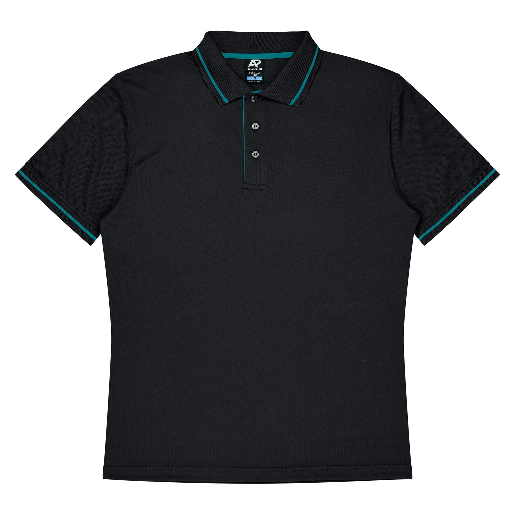 aussie pacific cottesloe mens polo in black teal