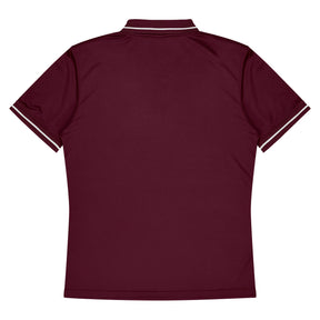 aussie pacific cottesloe mens polo in maroon white