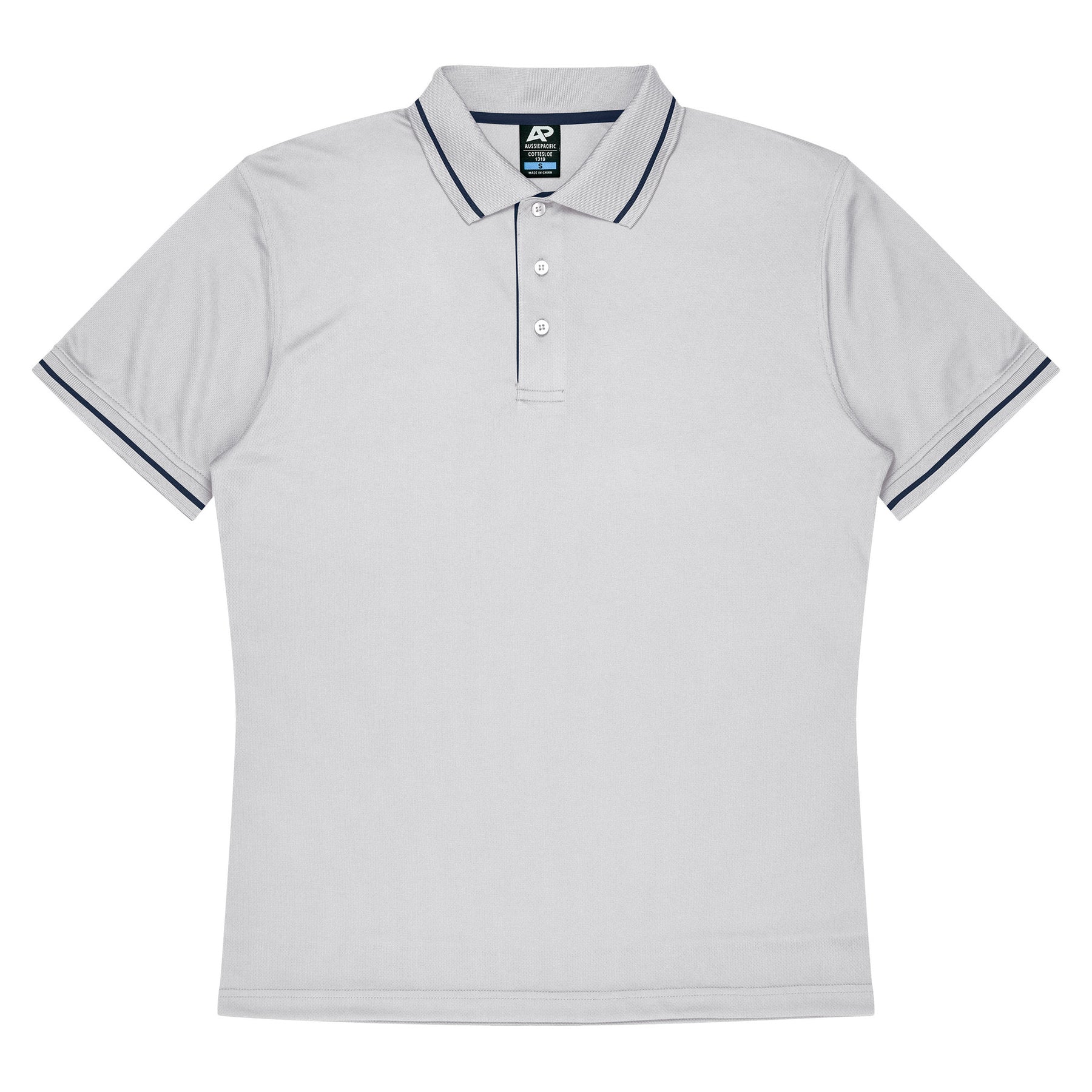 aussie pacific cottesloe mens polo in white black