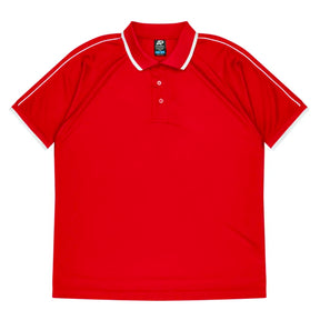aussie pacific double bay mens polo in red white