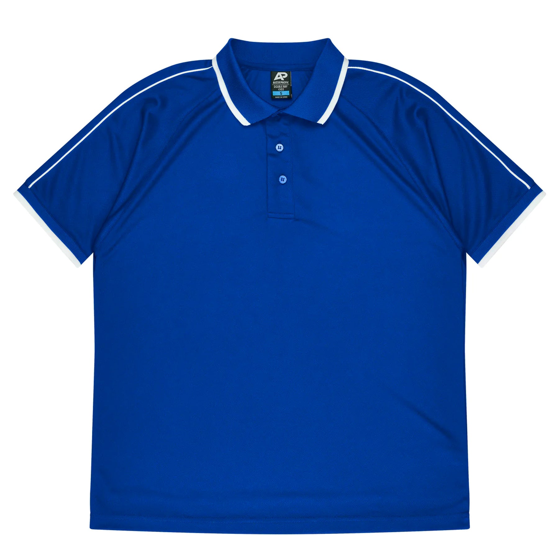 aussie pacific double bay mens polo in royal white
