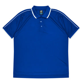 aussie pacific double bay mens polo in royal white