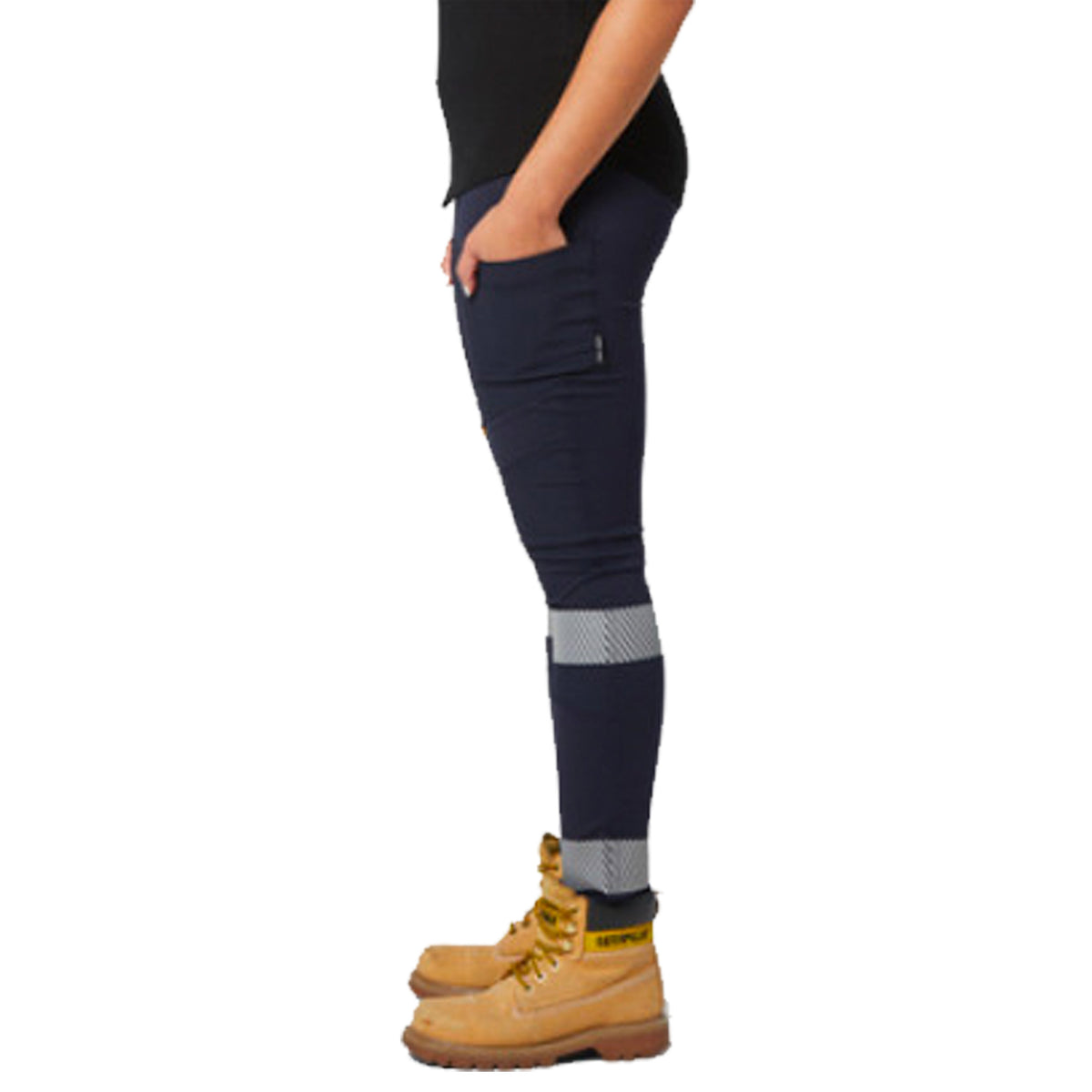 cat workwear womens stretch legging in navy with tape