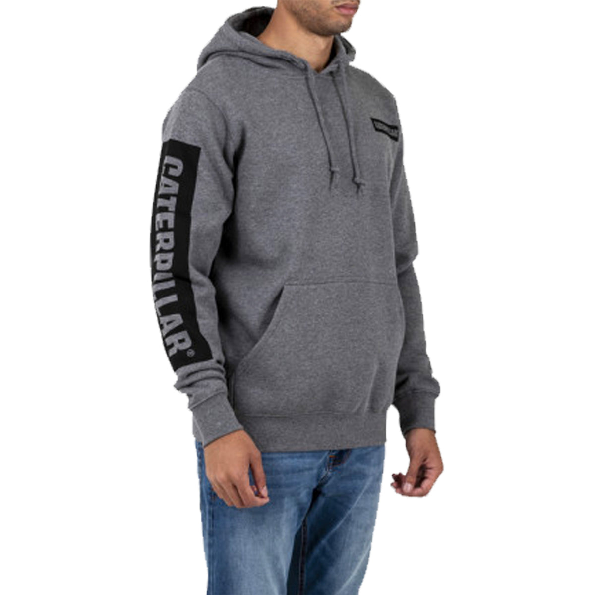 cat workwear triton block hoodie in dark heather grey