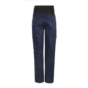 back of maternity cargo cotton drill pant in navy 
