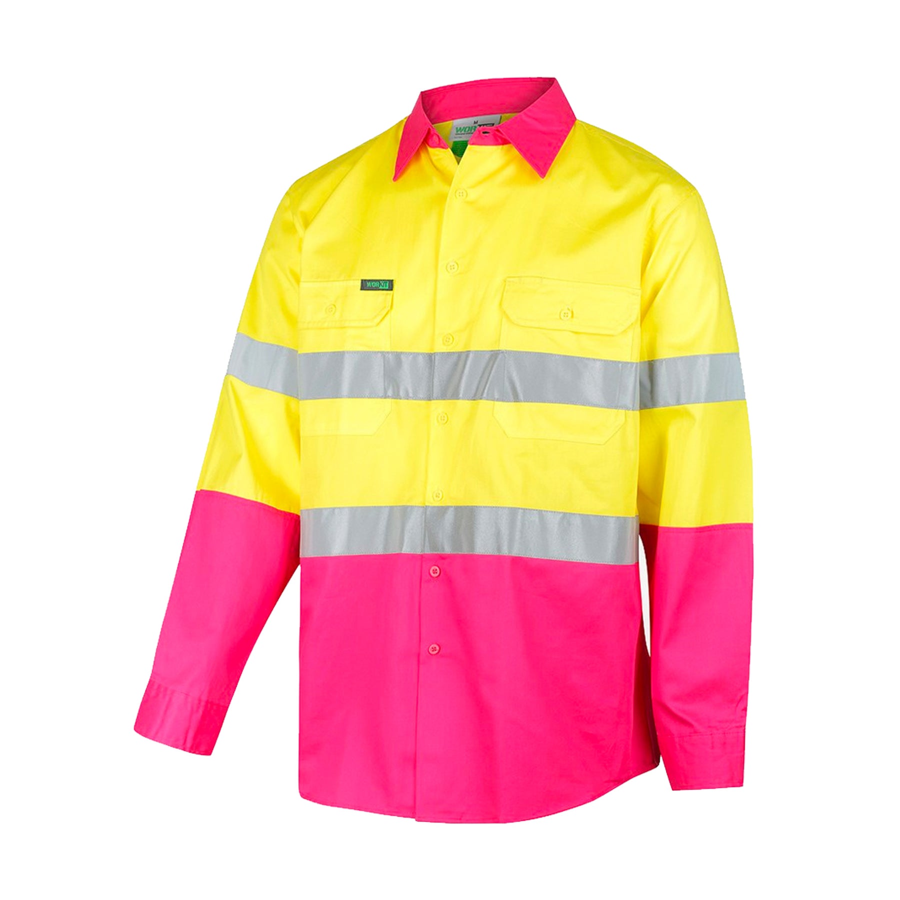 hi vis lightweight taped shirt in yellow pink