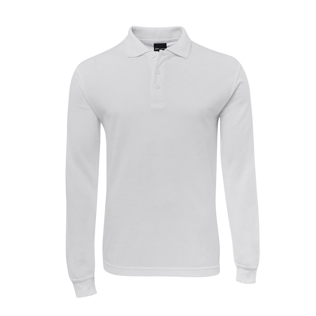 front of white long sleeve polo