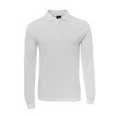 front of white long sleeve polo