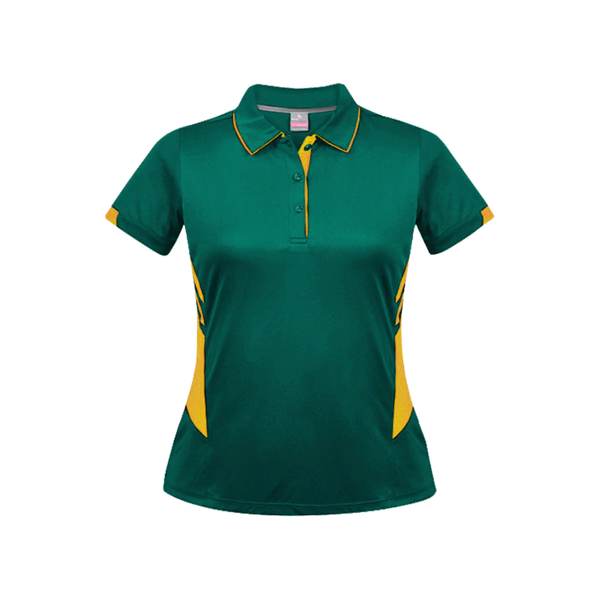 ladies tasman polo in bottle gold