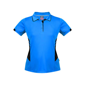 ladies tasman polo in cyan black