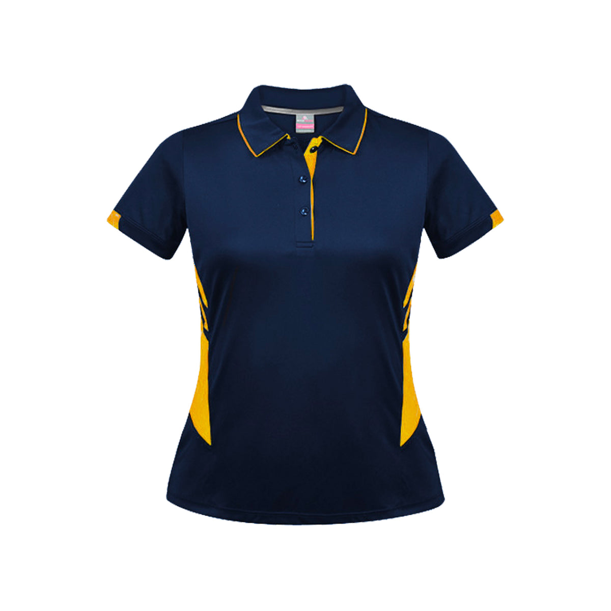 ladies tasman polo in navy gold