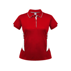 ladies tasman polo in red white