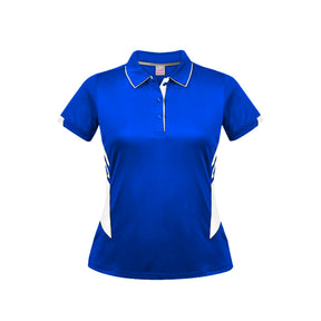 ladies tasman polo in royal white