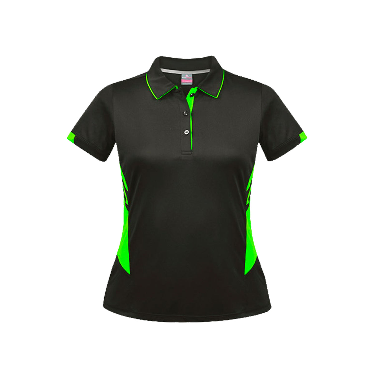 ladies tasman polo in slate neon green