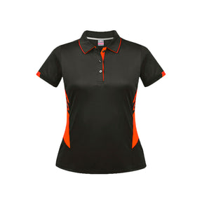 ladies tasman polo in slate neon orange