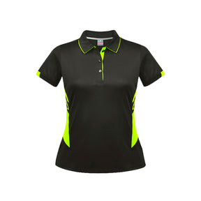 ladies tasman polo in slate neon yellow