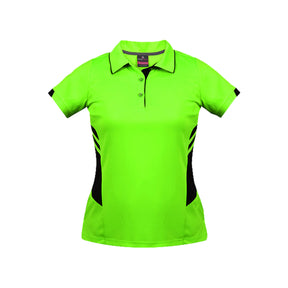 ladies tasman polo in neon green black