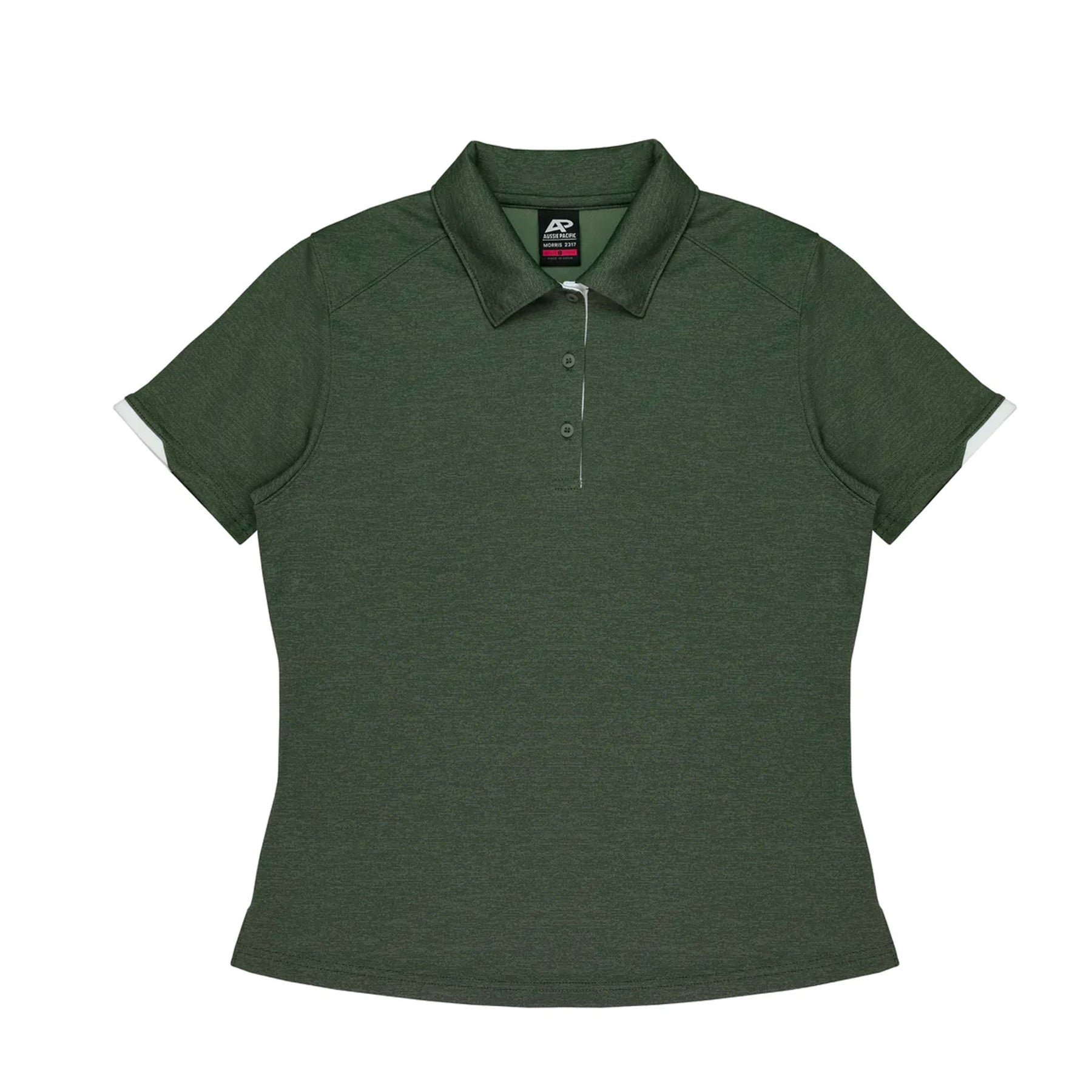 aussie pacific morris ladies polos in army green white
