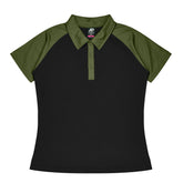 manly ladies polo in black army green