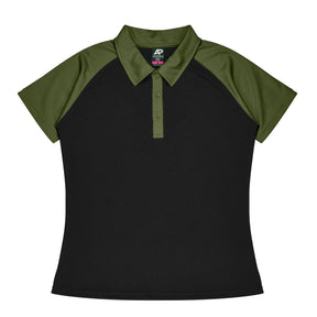 manly ladies polo in black army green