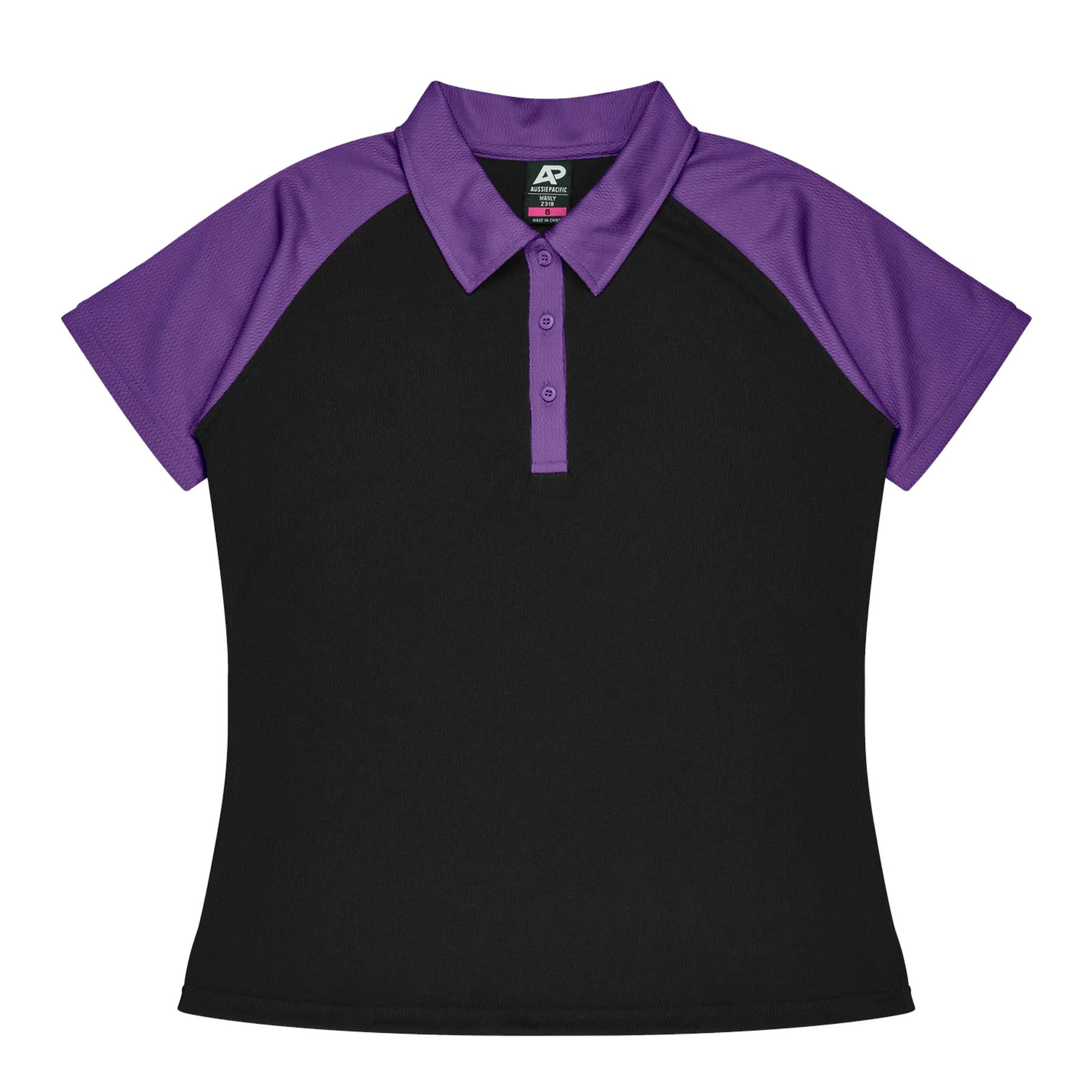 manly ladies polo in black electric purple