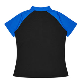 manly ladies polo in black electric royal