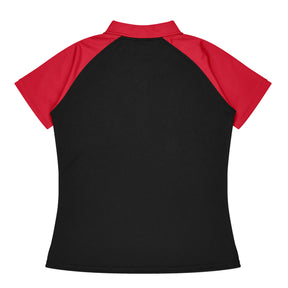 manly ladies polo in black red