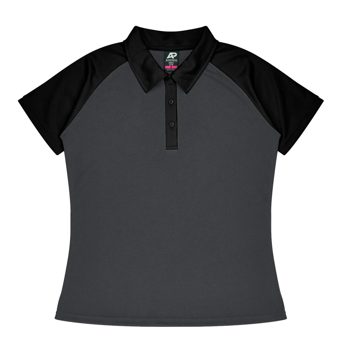 manly ladies polo in charcoal black