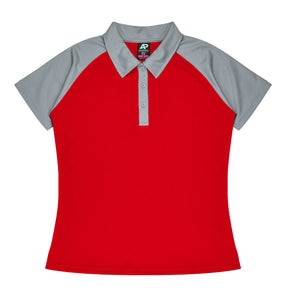 manly ladies polo in red silver