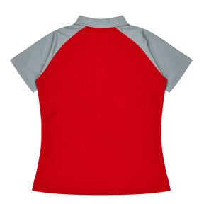 manly ladies polo in red silver