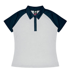 manly ladies polo in white navy