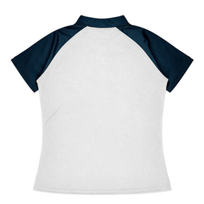 manly ladies polo in white navy