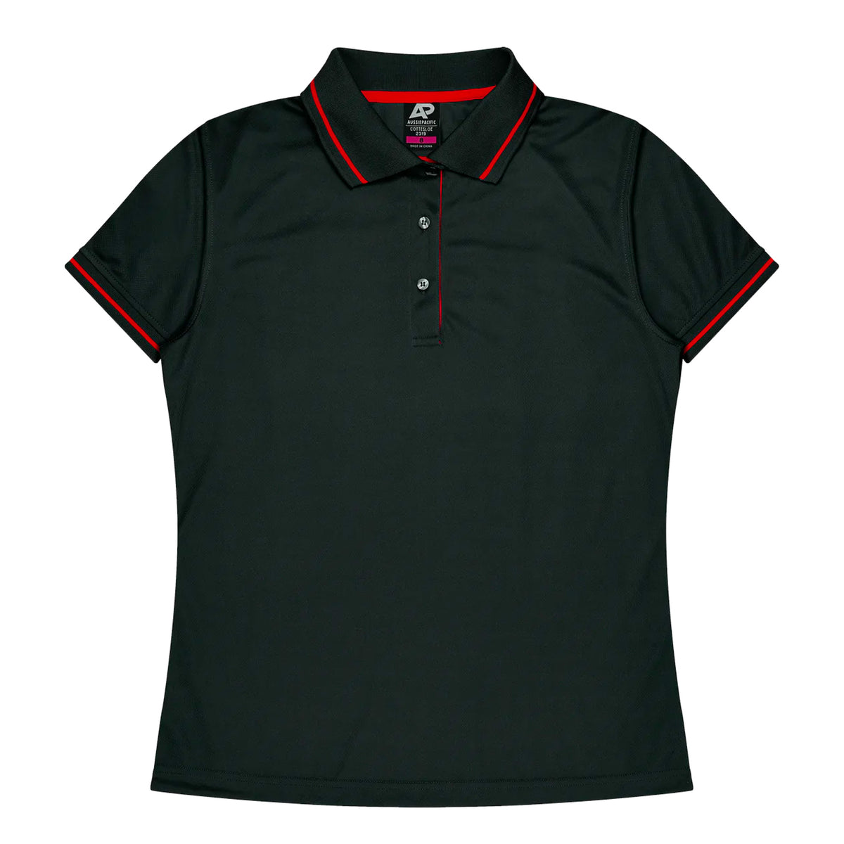 cottesloe ladies polo in black red